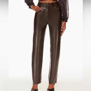 Aritzia Wilfred Melina Vegan Leather Pant Brown
